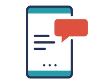 Cellphone icon with speech bubble