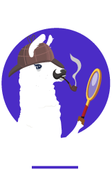 Illustration of llama dressed as Sherlock Holmes