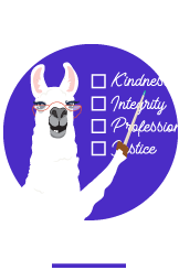Illustration of llama dressed as professor with chalkboard