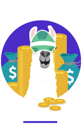 Illustration of llama dressed in banker outfit 